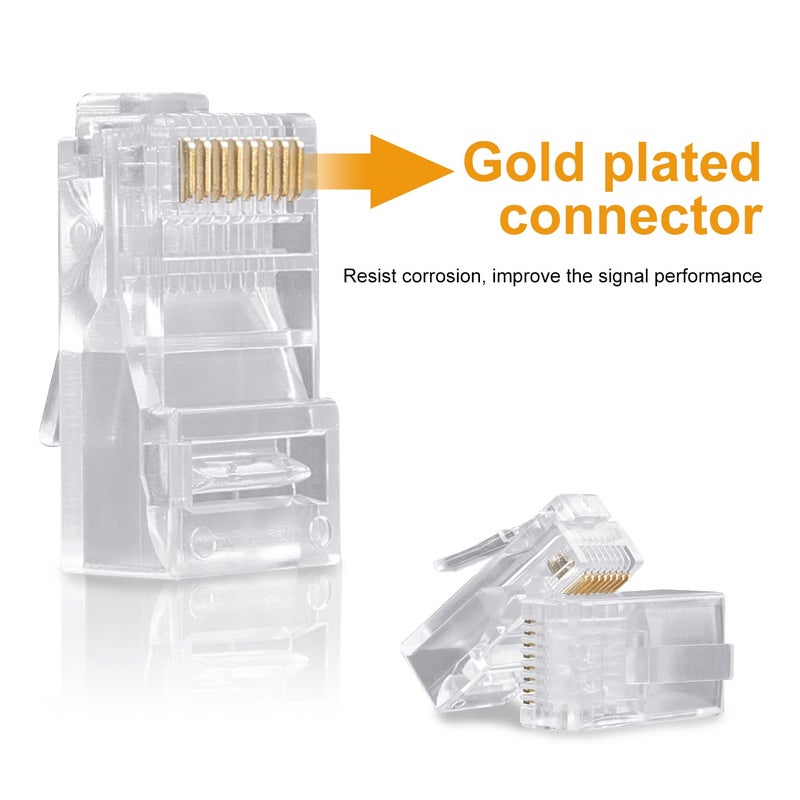 SHD RJ45 Connectors, RJ45 Ends Cat6 Connector Cat5e Connector Cat5 Connectors Ethernet Cable Crimp Connectors-50Pcs - Image 4